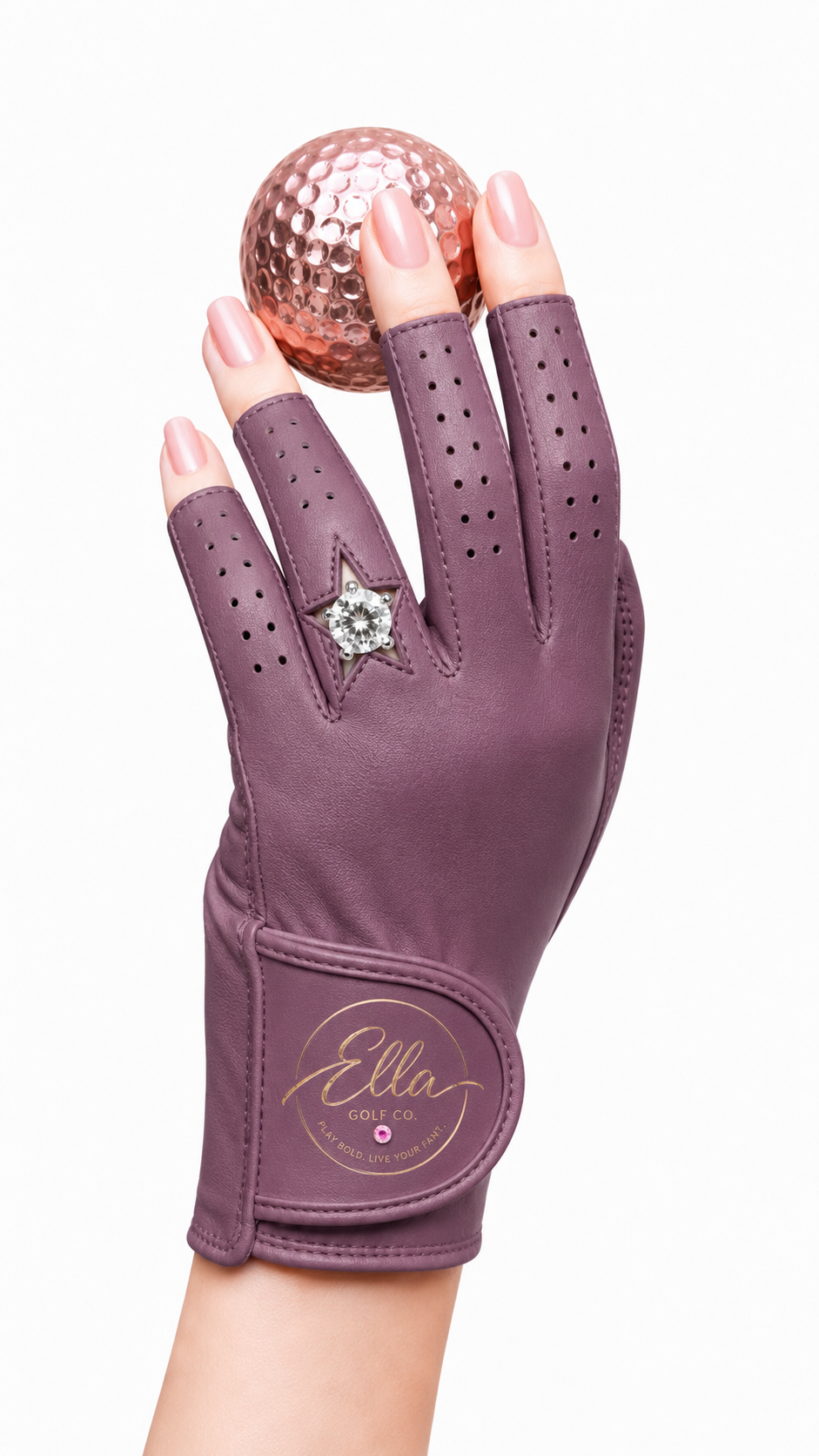 Ella Golf CO. Very Berry Luxe Golf Glove — Limited Edition tipless design with star cutout and ring reveal